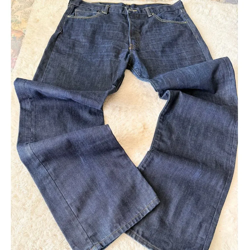 Levis 501 Original Jeans Mens 36x32 Dark Wash Button Fly Straight Leg Denim